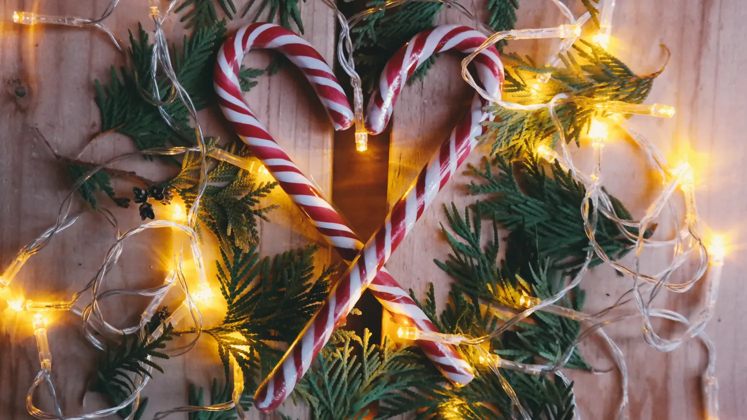 Christmas lights and candy canes