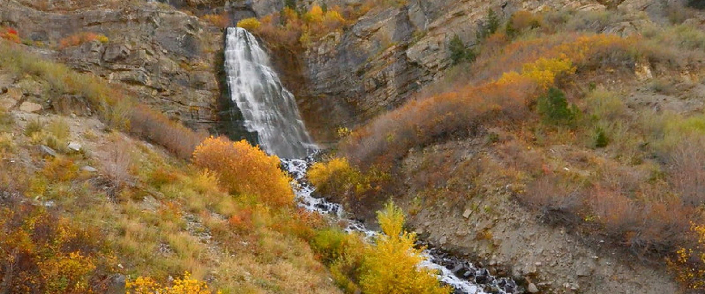 Waterfall with fall foliage