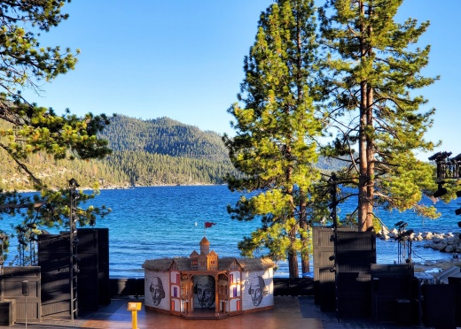 Stage in front of Lake Tahoe