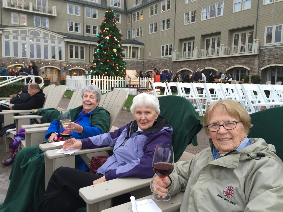 Sports Leisure travelers enjoying drinks outside at the Ritz Carlton